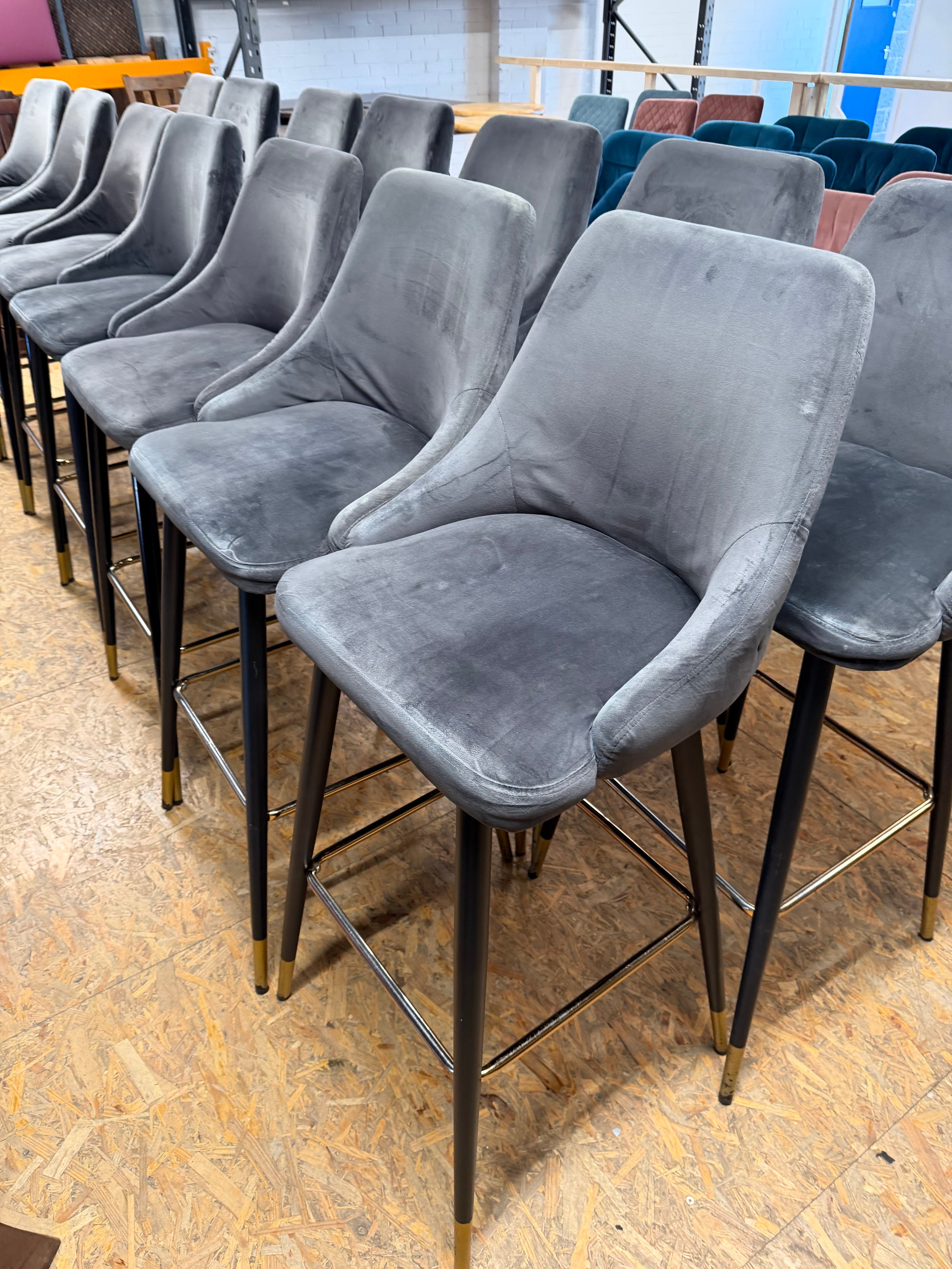 Grey Solid High Bar Stools