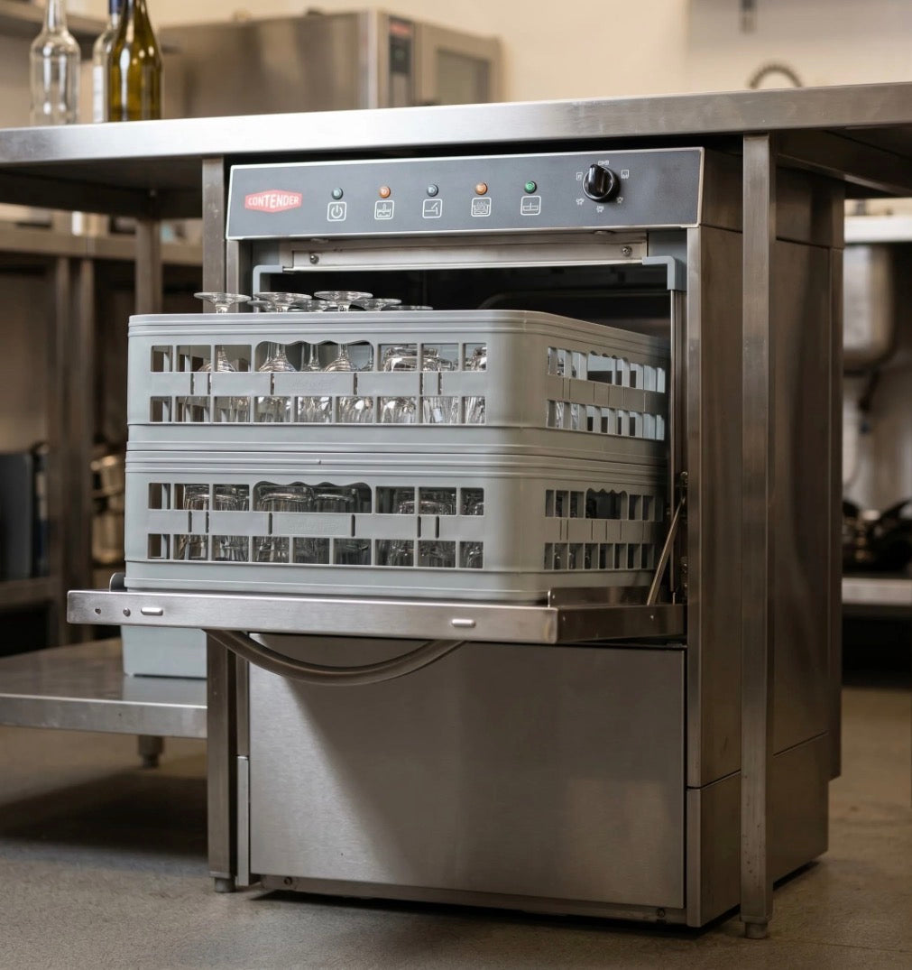 Contender Commercial Glasswasher (Drain, Detergent & Rinse Pumps, 13A) – High-Volume Glass Cleaning