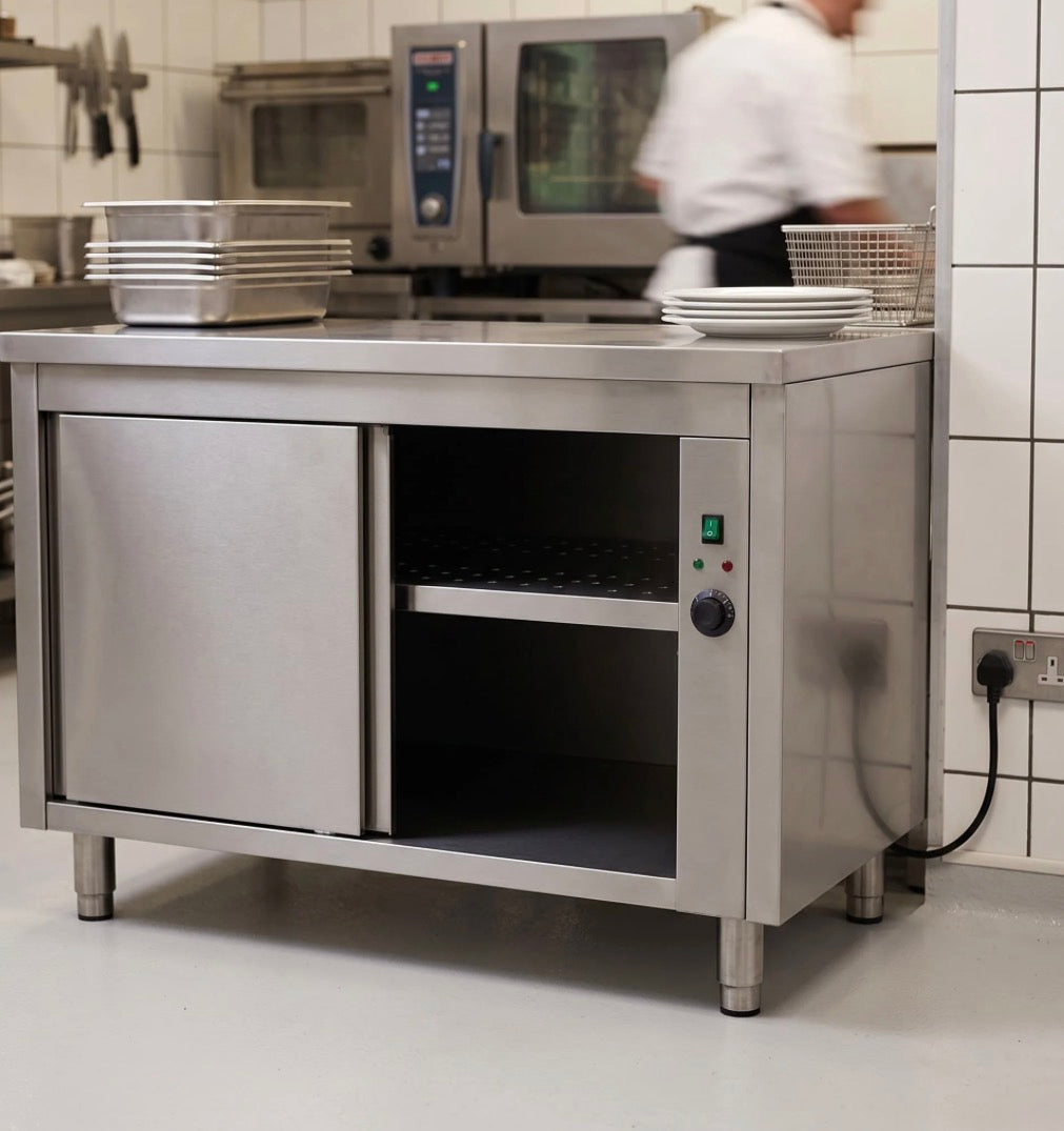 Quattro 1200mm Electric Hot Cupboard – Sliding Door Plate Warmer