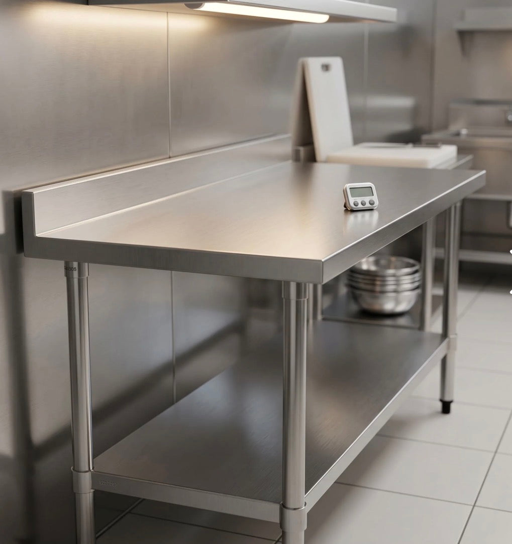 Quattro 1200mm Stainless Steel Wall Table (Rear Upstand)