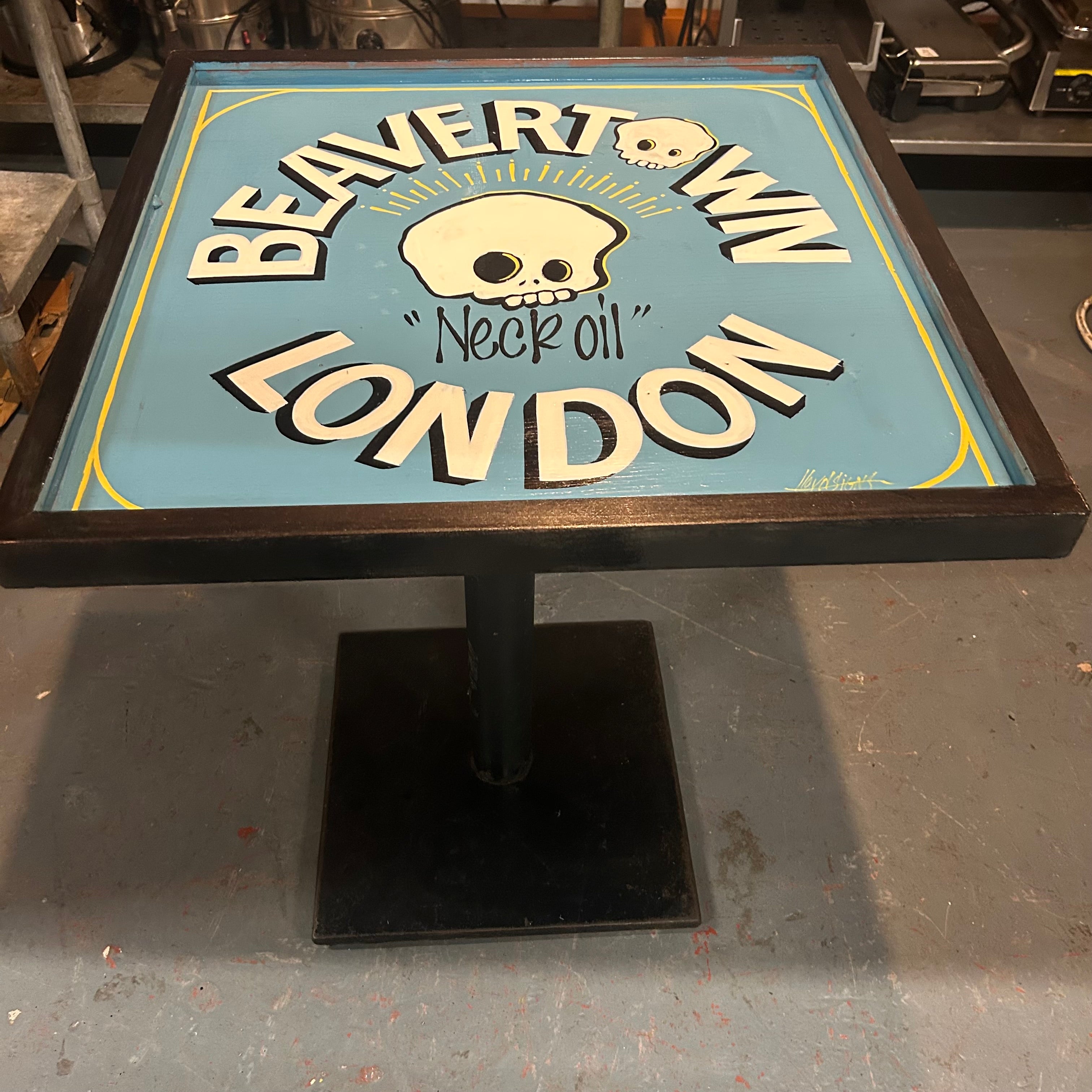 Hand Painted Retro Beavertown Neck Oil Table