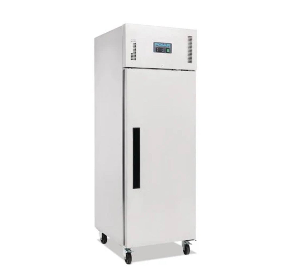 Polar 600 Litre Stainless Steel Single Door Catering Fridge With Fitted Castors