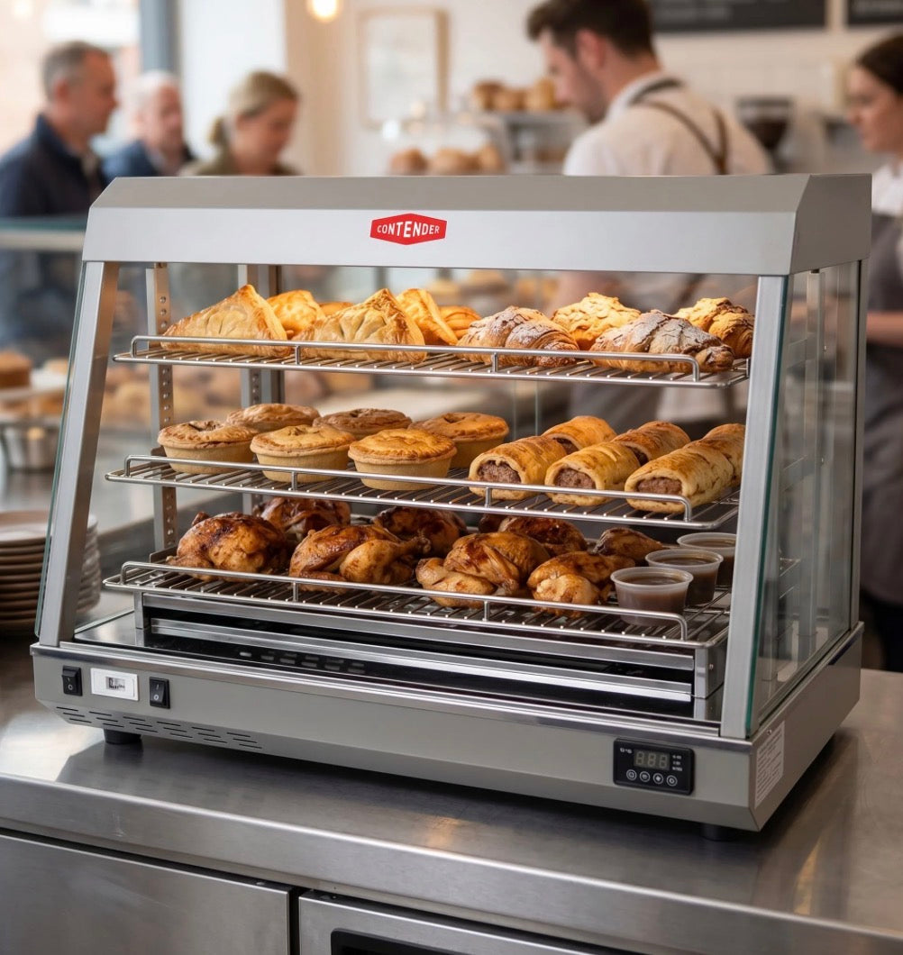 Contender Deli 2 Heated Display – 900mm Wide, 3 Shelf with Humidity Tray