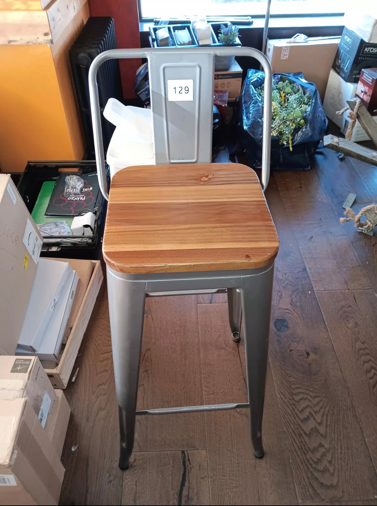 Solid metal frame bar stool