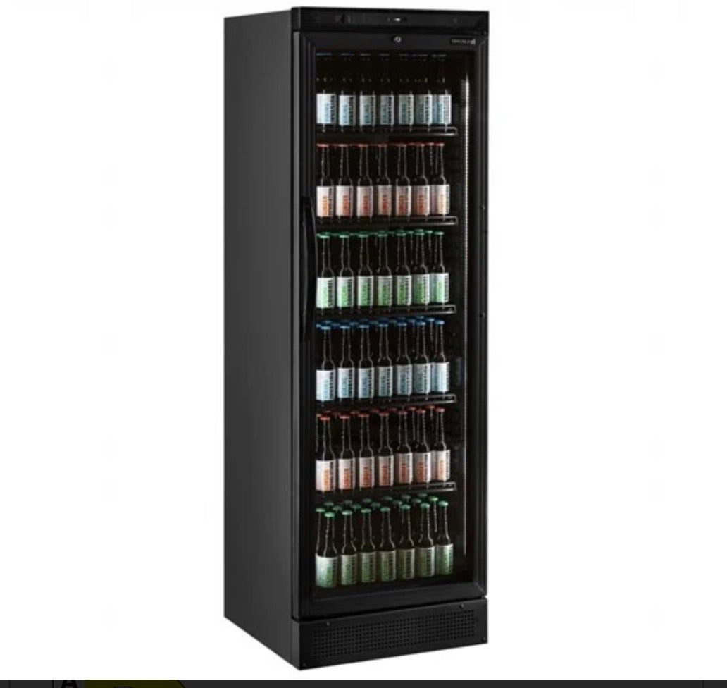 Tefcold CEV425 Black Commercial Glass Door Display Fridge