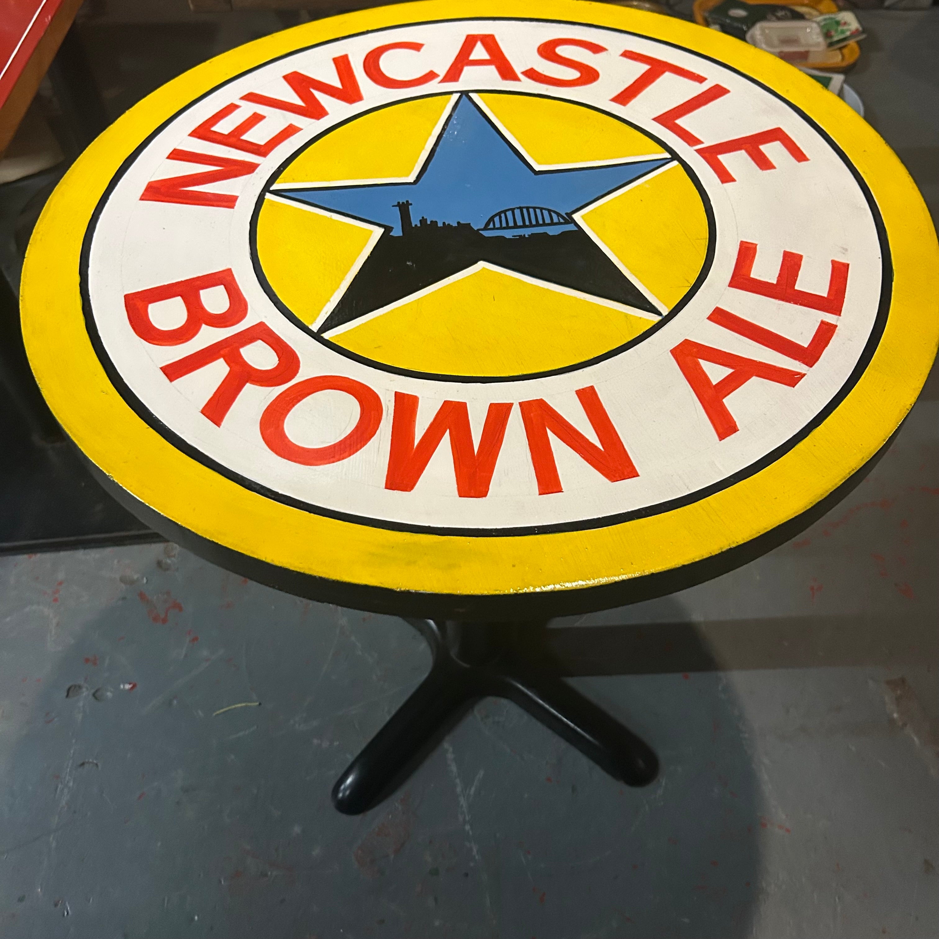 Hand Painted Retro Newcastle Brown Ale Table