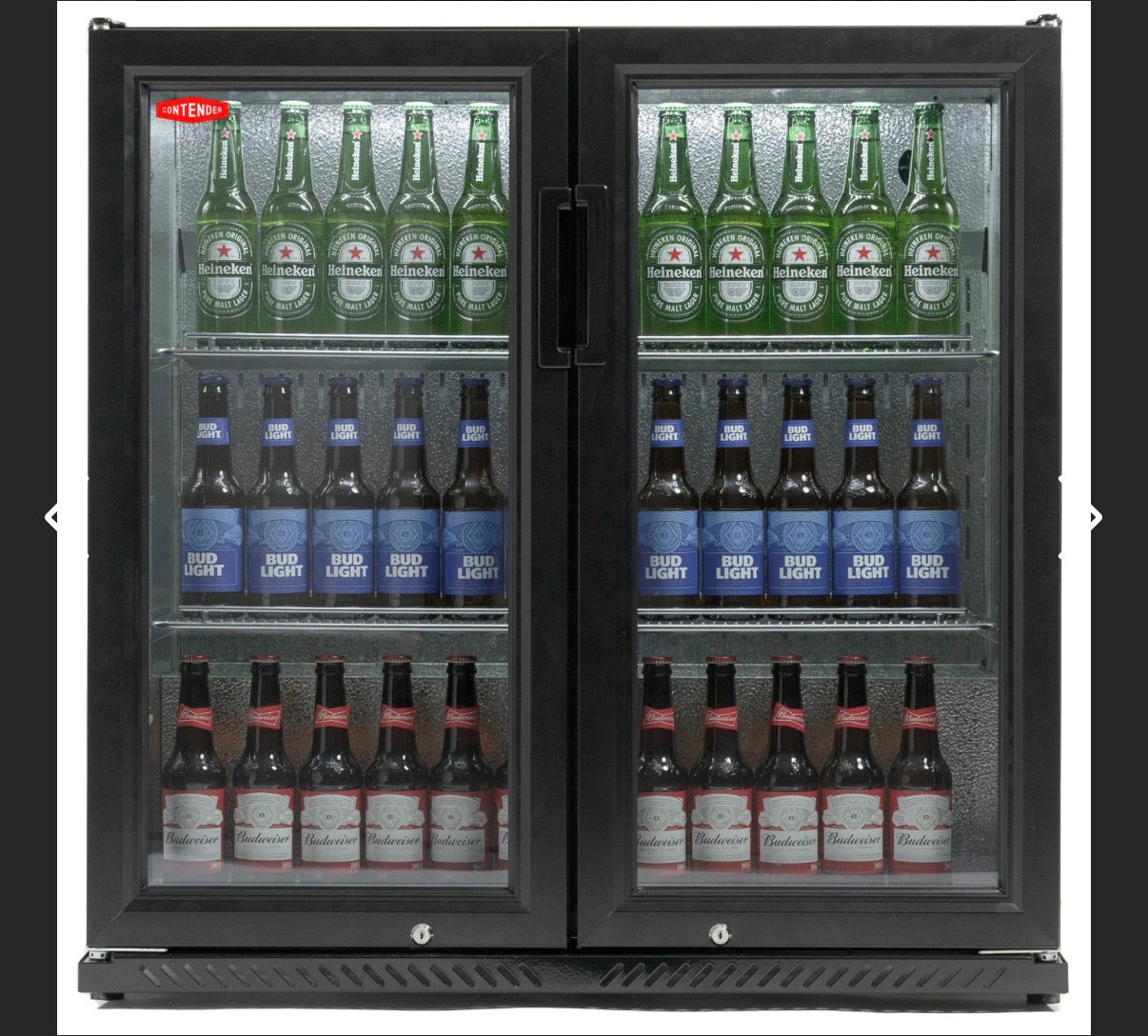 Contender 220L Double Door Bottle Cooler (Hinged Door)