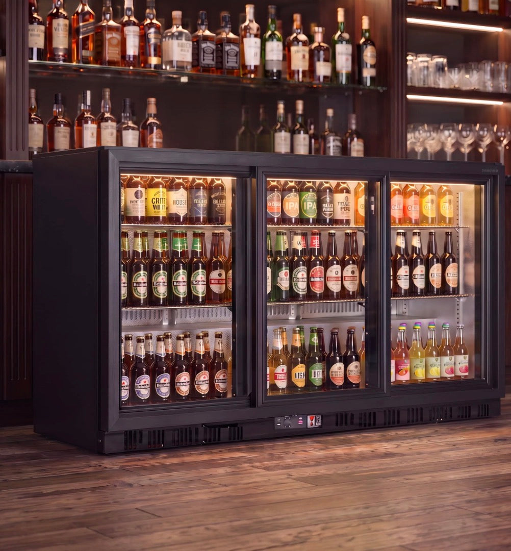 Contender 320L Triple Door Bottle Cooler (Sliding Doors) – High-Capacity Chilled Drinks Storage