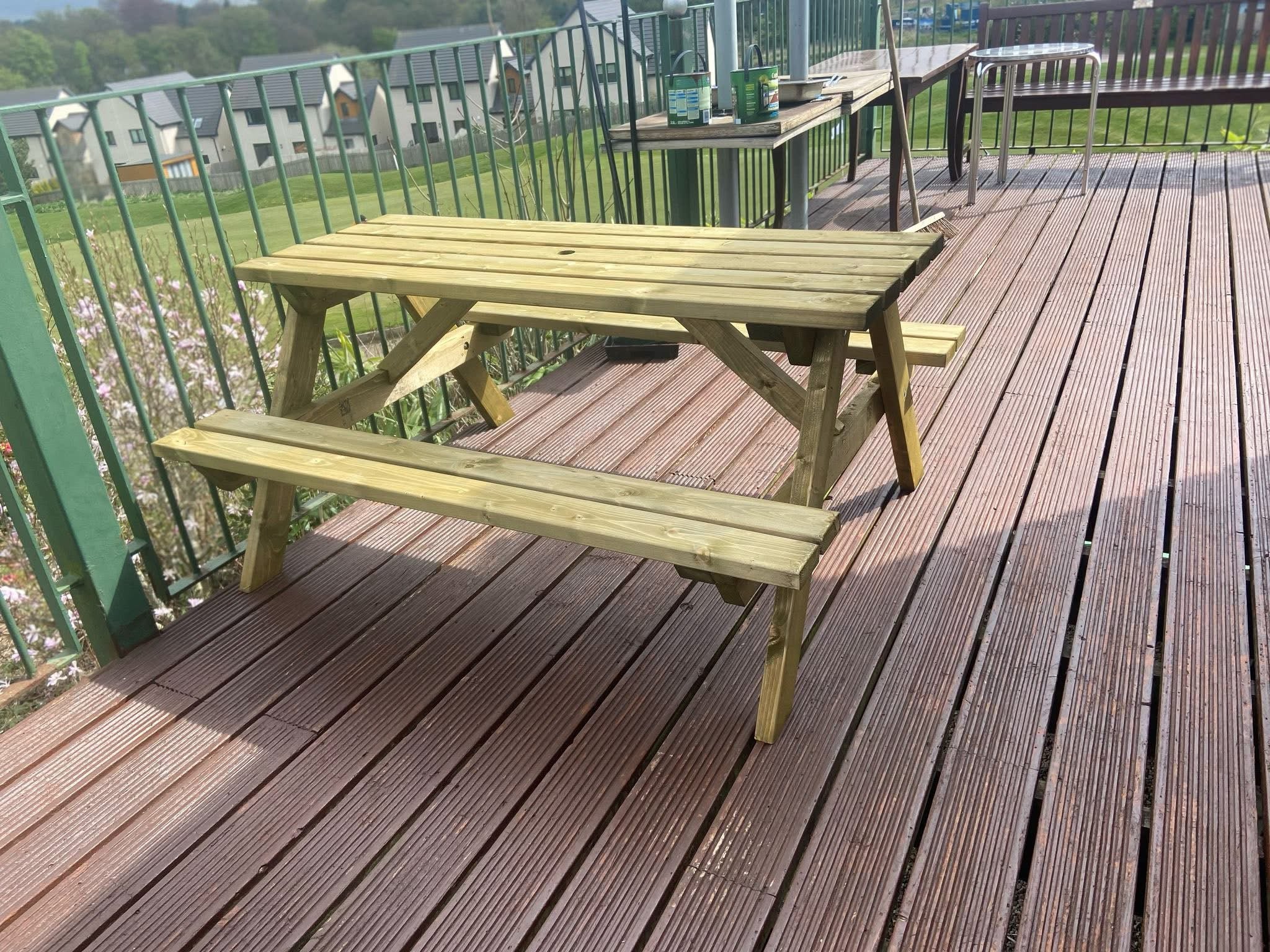 Brand new solid 6 seater picnic benches