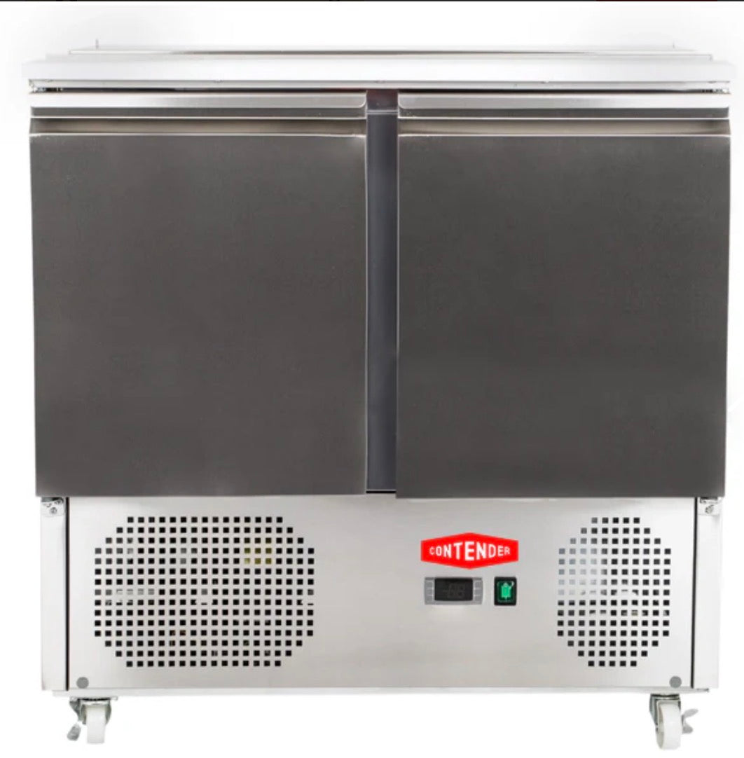 Contender 2 Door Refrigerated Prep Counter (Saladette & Lift-Up Lid)