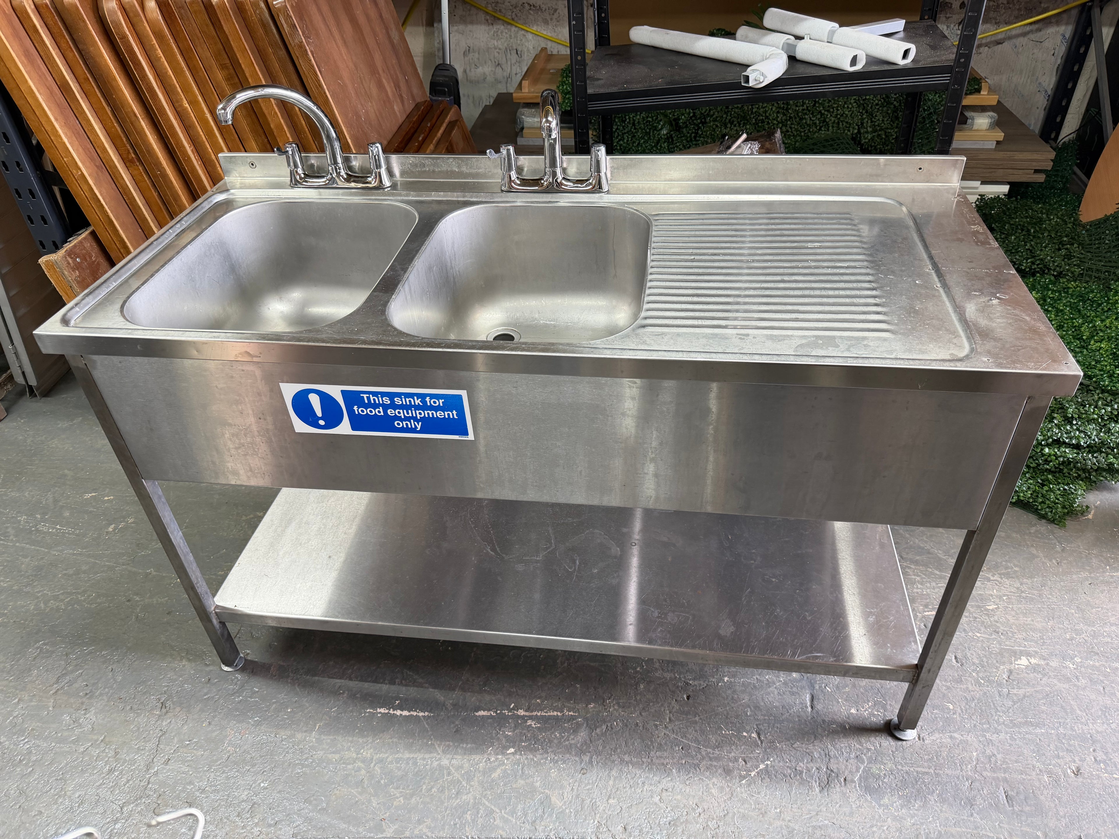 Commercial double stainless steel sink 150cm