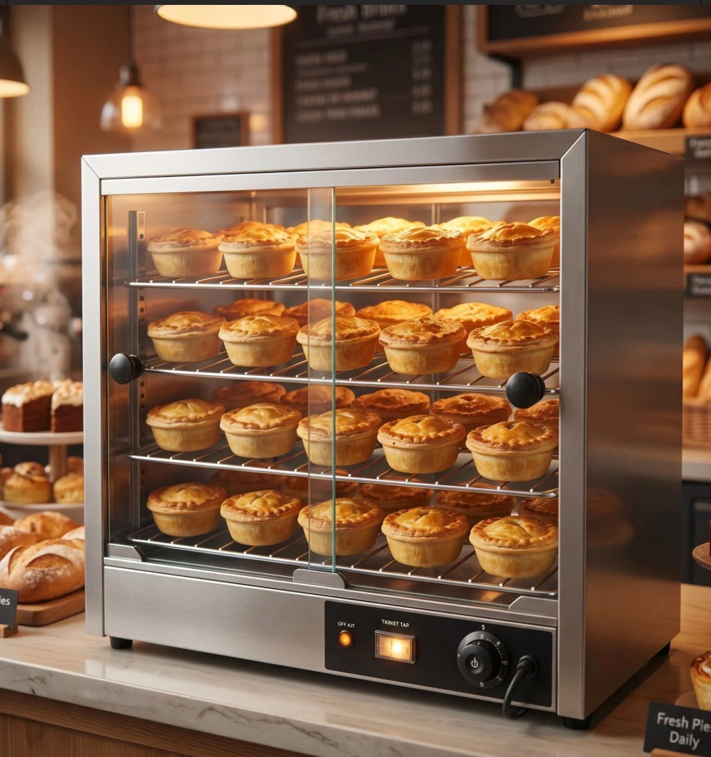 Contender 580mm Large Pie Warmer Cabinet – 4 Shelves,