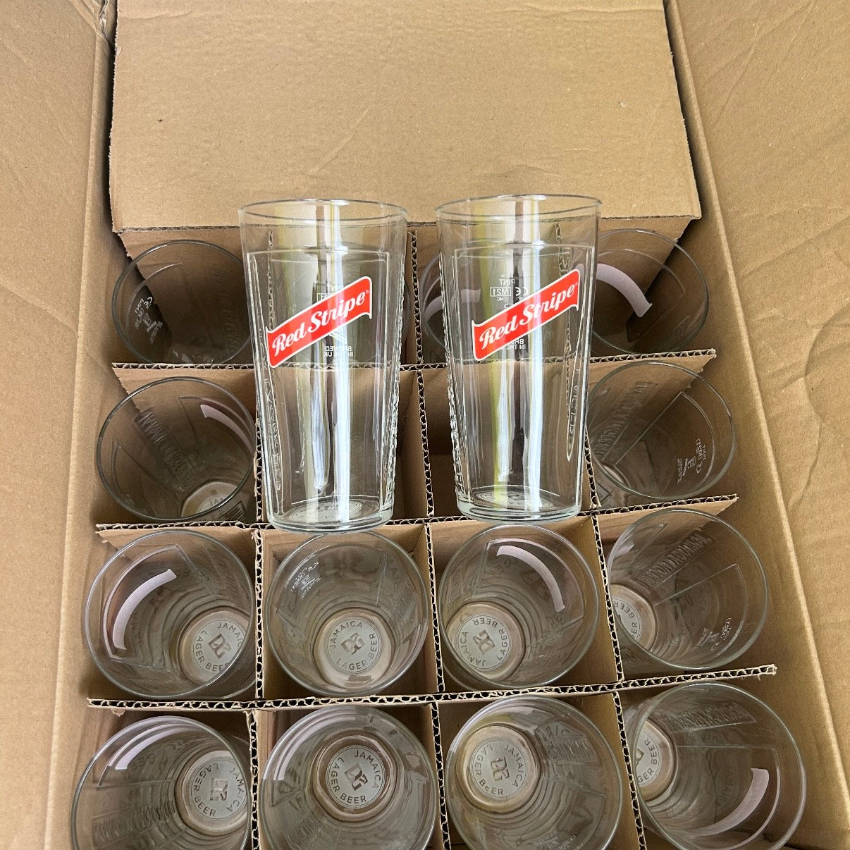 24 Red Stripe Glasses