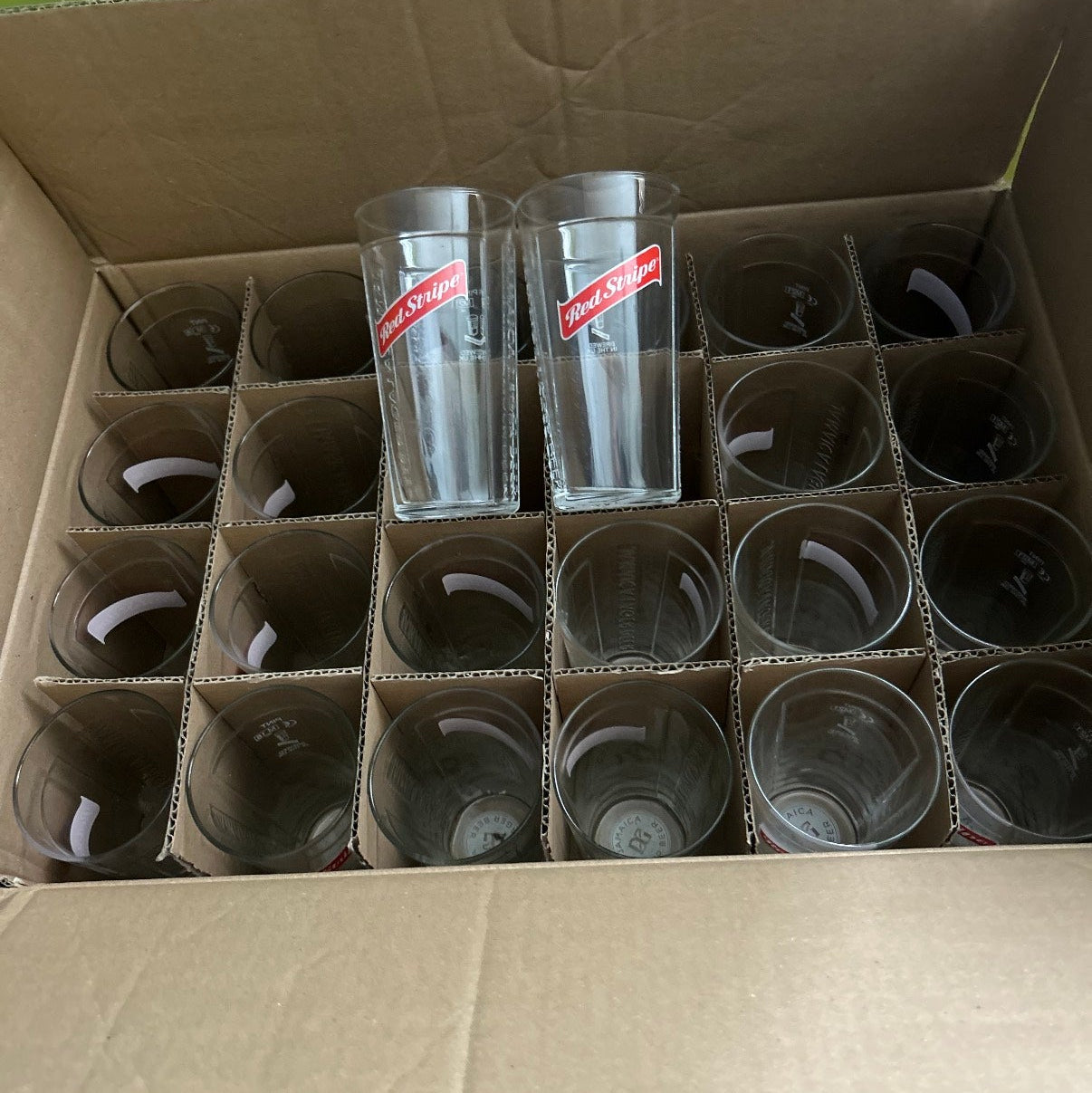 Red Stripe Pint Glasses New 24 Pack