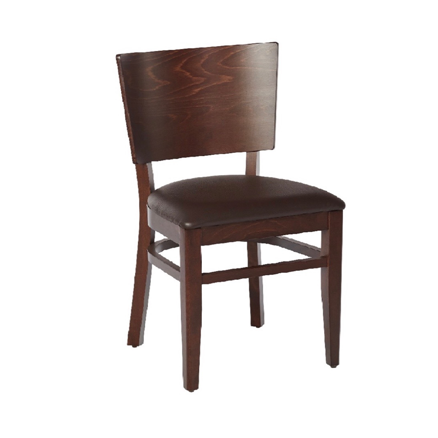 Solid Back Chair with Leather Seat