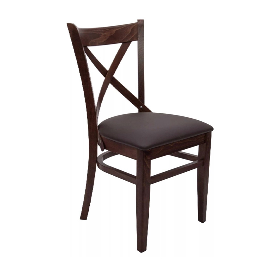 Cross Back Chair with Leather Seat